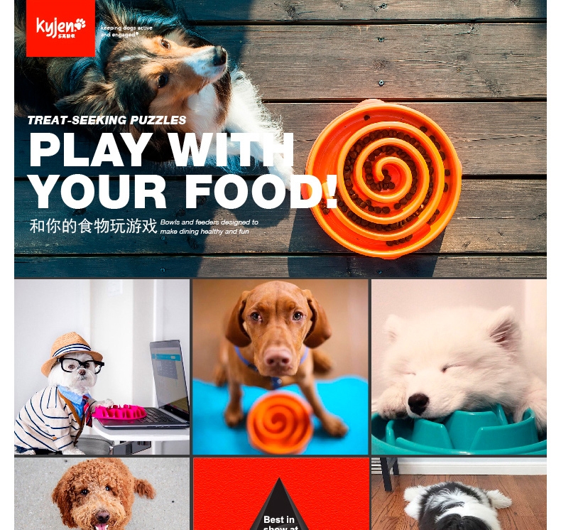 美国酷极Kyjen 益智时尚狗狗慢食碗狗饭碗缓食碗 多规格