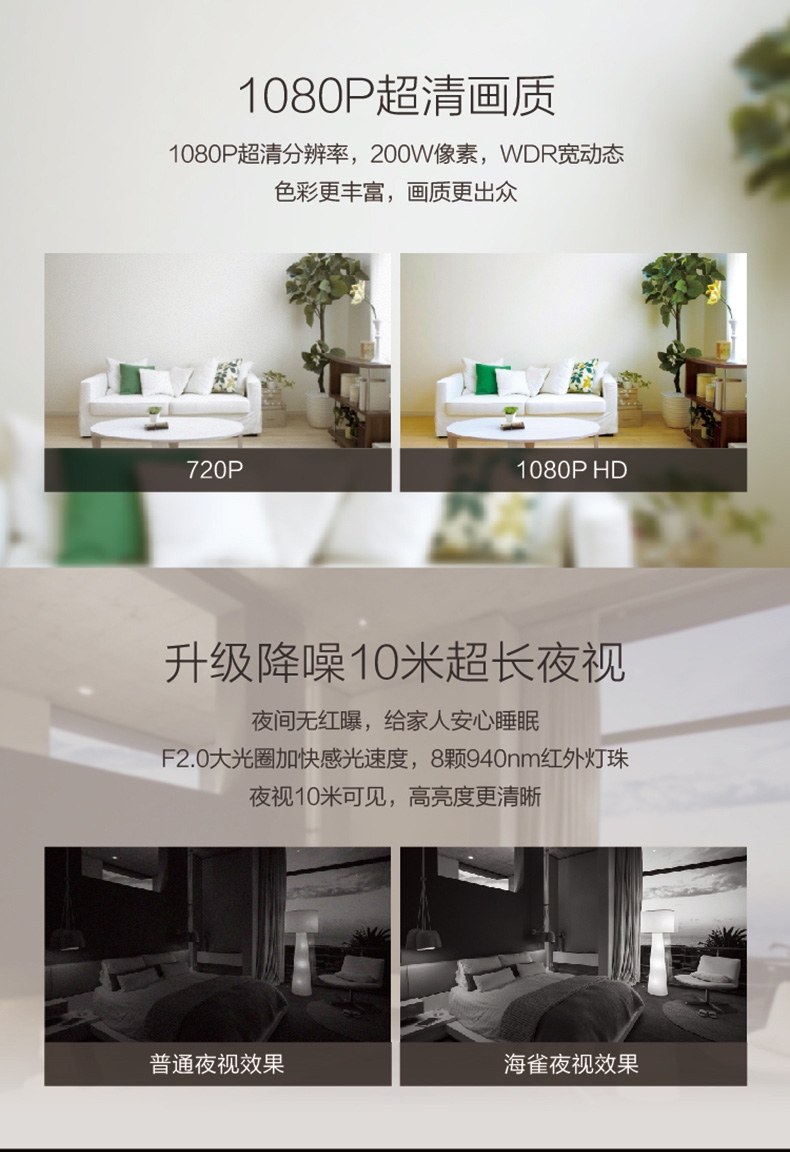 海雀 摄像头H1 支持HUAWEI HiLink 大广角1080P 无线高清家用监控摄像机