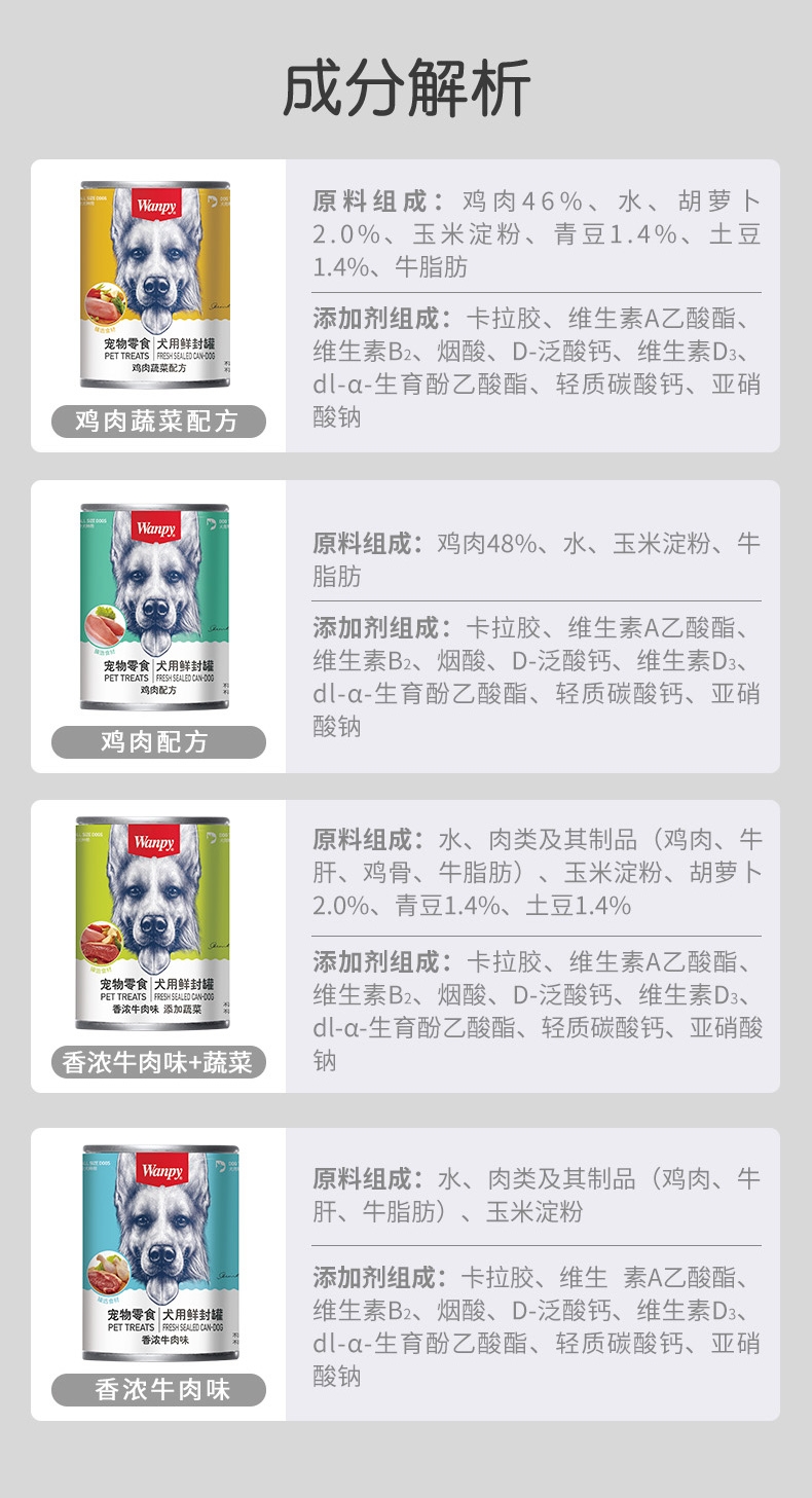 顽皮Wanpy 牛肉口味狗罐头 375g*6罐