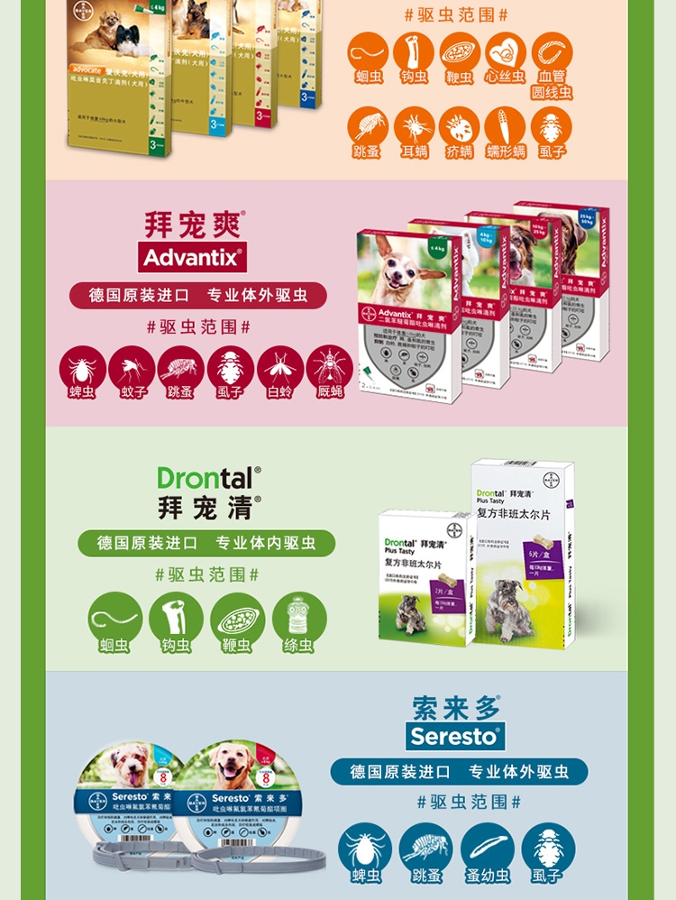 拜宠清 犬用体内驱虫 口服  单片装/可三个月喂一次  德国进口