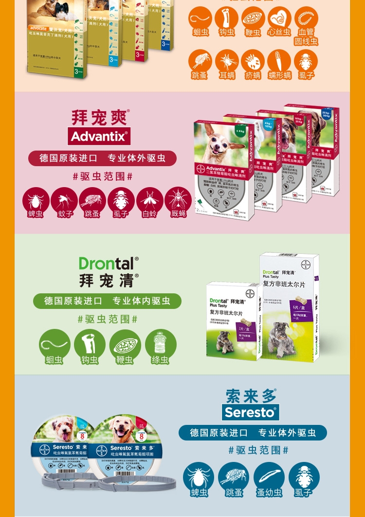 爱沃克 犬用内外同驱 驱虫滴剂 适用10-25kg犬 3支整盒装/3个月剂量 德国进口