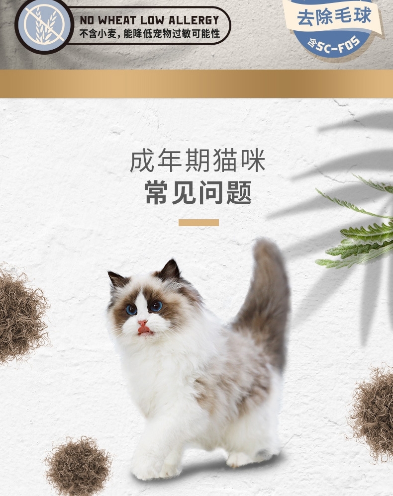 佩玛思特 去毛球成猫粮 2kg 35%粗蛋白质