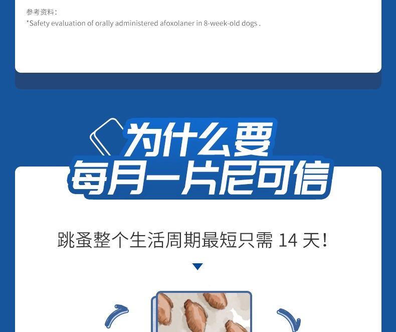 尼可信 犬用体外驱虫 口服驱虫药 适用 2-4KG犬 3片/3个月剂量 法国进口