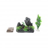 聚宝源 水族造景套餐 一体造景(仿真假山中号）适用50cm缸
