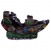 聚宝源水族箱鱼缸水池造景新款假山沉船